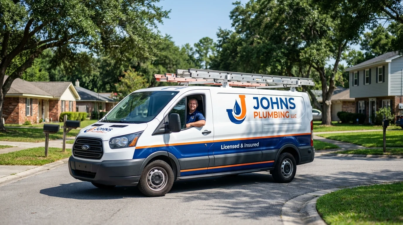Johns Plumbing LLC service van in South Boston, VA
